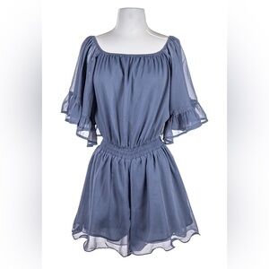 Endless Rose Dusty Blue Ruffle Romper